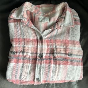 American eagle pink gray white flannel size medium cropped